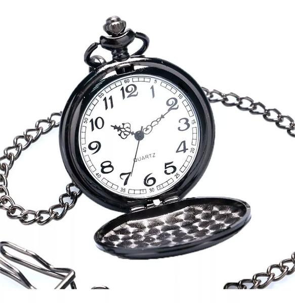 Relógio de Bolso Preto Metal Polido Quartz - Creative Watch