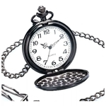 Relógio De Bolso Preto Metal Polido Quartz