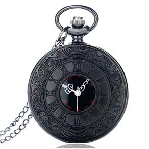 Relógio de Bolso Steampunk Corrente Vintage - Preto