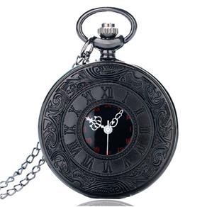 Relógio de Bolso Steampunk Preto com Corrente Vintage