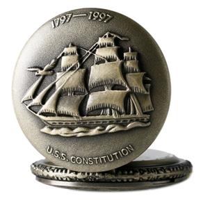 Relógio de Bolso Vintage Navio Caravela America Constitution