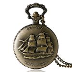 Relógio de Bolso Vintage Navio Caravela America Constitution