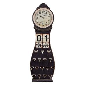 Relógio de Chão com Calendário e 16 Ganchos em Madeira - 146x45 Cm