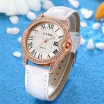 Relógio de couro de strass Vestido de cristal Presentes de relógio de pulso de quartzo para senhoras de mulher Redbey