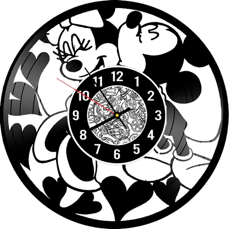Relógio de Disco de Vinil Mickey e Minnie