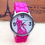 Relógio De Gato Fashion Luxo Pink