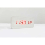Relógio De LED Madeira Data e Temperatura Retrô