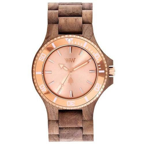 Relógio de Madeira Wewood Date Nut Rough Rose Gold - Wwd18