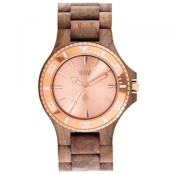 Relógio de Madeira Wewood Date Nut Rough Rose Gold - Wwd18