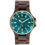 Relógio de Madeira Wewood Masculino Date Mb Choco Rough Emerald WWD17