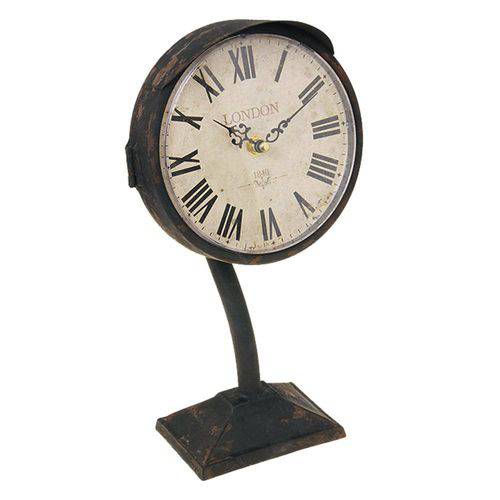 Relógio de Mesa Antigo London em Metal - 32x16 Cm
