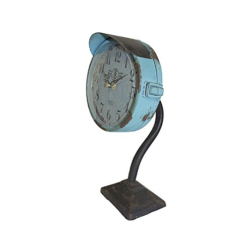 Relógio de Mesa Azul Envelhecido em Ferro Oldway - 30x15 Cm