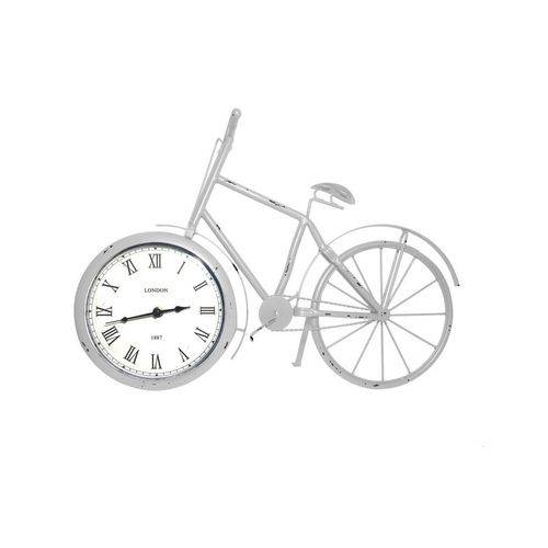 Relógio de Mesa Bicicleta de Metal Branca Vintage Zona Livre