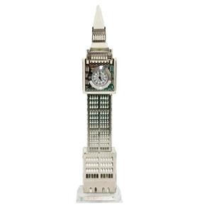 Relógio de Mesa Big Ben London Metal e Vidro Prata 23,5X5,5Cm