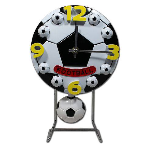 Relógio de Mesa Bola de Futebol C/ Base em Metal Inox