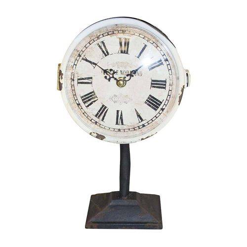Relógio de Mesa Branco em Ferro - 30x15 Cm