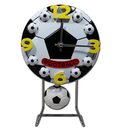 Relógio de Mesa C/ Base em Aço Inox Bola de Futebol