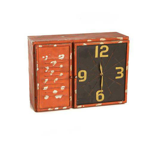 Relógio de Mesa Caixa Laranja Pátina em Ferro - 46x33 Cm