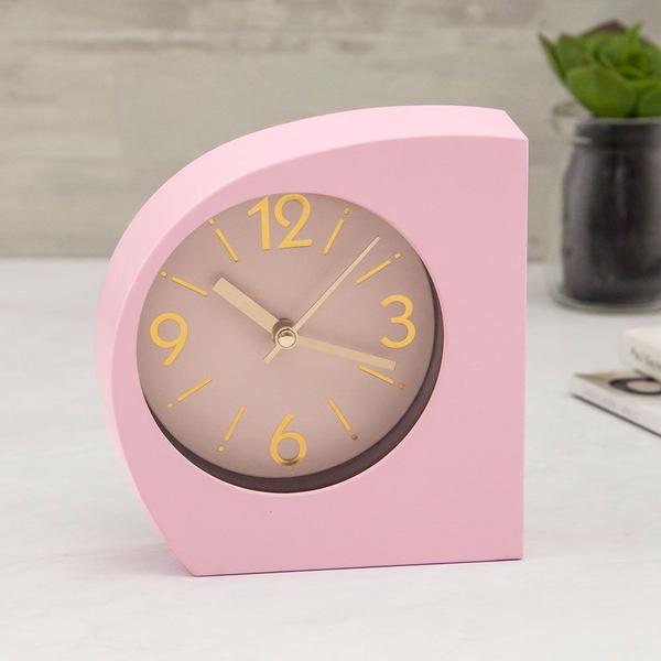 Relógio de Mesa com Alarme Meia Lua 13cm Rosa - Sottile