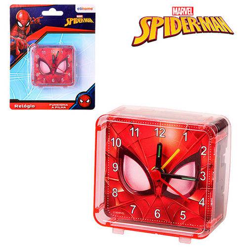 Relogio de Mesa Despertador de Acrilico Homem Aranha Spider Man Quadrado na Cartela