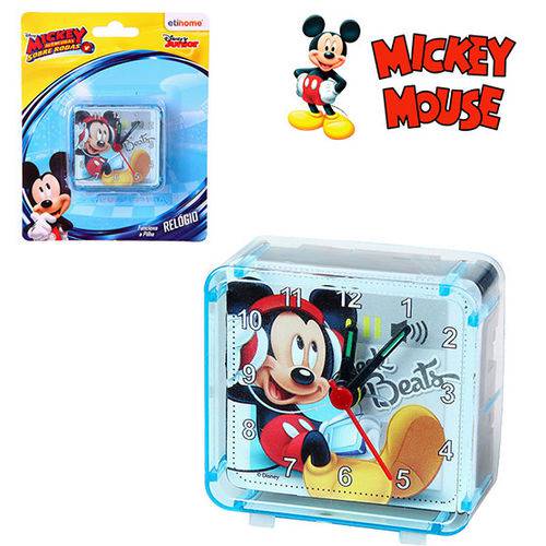 Relogio de Mesa Despertador de Acrilico Mickey Quadrado na Cartela