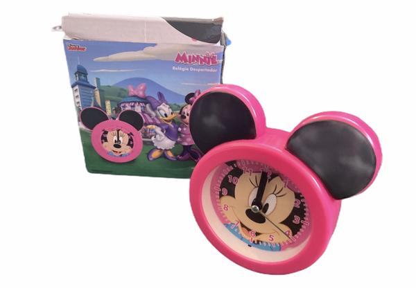 Relógio de Mesa Despertador Infantil da Minnie Mouse Rosa com Orelhinha - Etihome