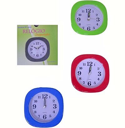 Relogio de Mesa Despertador Quadrado Colors 9,5Cm - Fu Xing