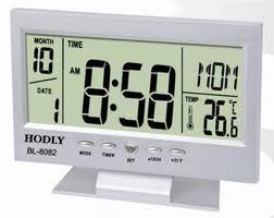 Relógio de Mesa Digital com Despertador, Temperatura, Calendário e Luz Prata 8082 - Oskn