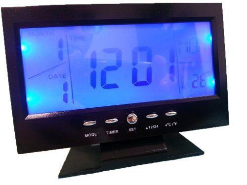 Relógio de Mesa Digital com Despertador, Temperatura, Calendário e Luz Preto 8082 - Oskn