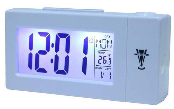 Relógio de Mesa Digital com Projetor de Horas Despertador e Temperatura 618 Branco - Jiaxi Oksn