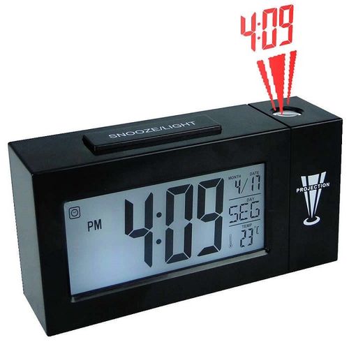 Relógio de Mesa Digital com Projetor de Horas Despertador e Temperatura 618 Preto
