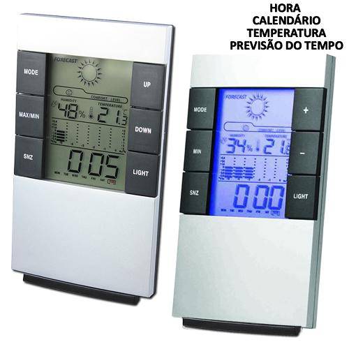 Relógio de Mesa Digital Despertador Previsão do Tempo e Temperatura Cbrn01149