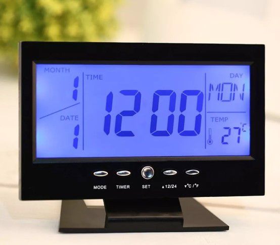 Relógio de Mesa Digital Despertador Temperatura Led Azul Estilo Monitor - Jiaxi