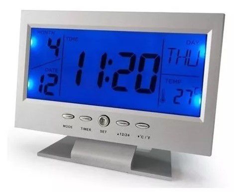 Relógio de Mesa Digital Despertador Temperatura Led Azul Estilo Monitor - Jiaxi