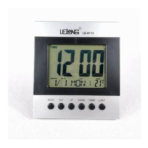 Relógio de Mesa Digital Despertador Temperatura Pilhas Le 8113 - Lelong