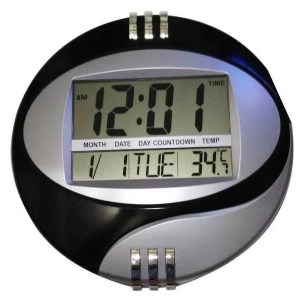 Relógio de Mesa e Parede Digital 27 X 27cm Data Hora Tempera - Kenko