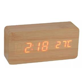 Relógio De Mesa Estilo Madeira Retrô Com Alarme Temperatura