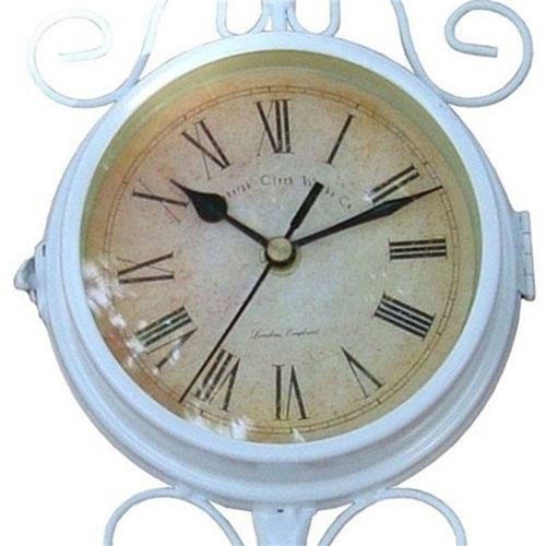 Relógio de Mesa Flor de Lís Faces Branco - 37x15 Cm