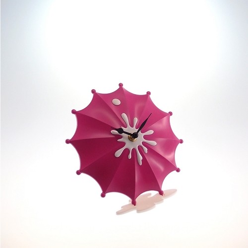 Relógio de Mesa Guarda Chuva Rosa Pink Plástico 15x15 Cm - Maisaz
