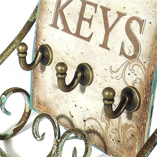 Relógio de Mesa Keys C/ Porta Chaves Oldway - Metal - 38x25 Cm