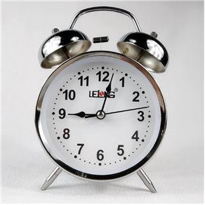 Relógio de Mesa Led Despertador Prata 16cm Lelong