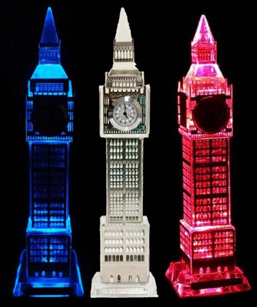 Relogio de Mesa Modelo Big Ben Londres de Vidro com Led Decorativo Cor Prata (LON-1 B) - Braslu