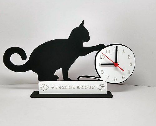 Relógio de Mesa ou Parede Gato com Bola de Lã Linha Pet - Mundo das Artes