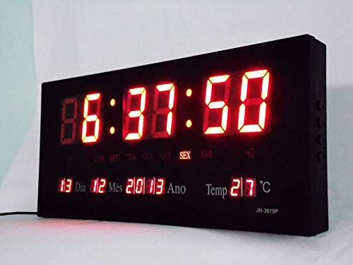 Relógio de Mesa Painel Led Verde Digital Calendário Hora Temperatura