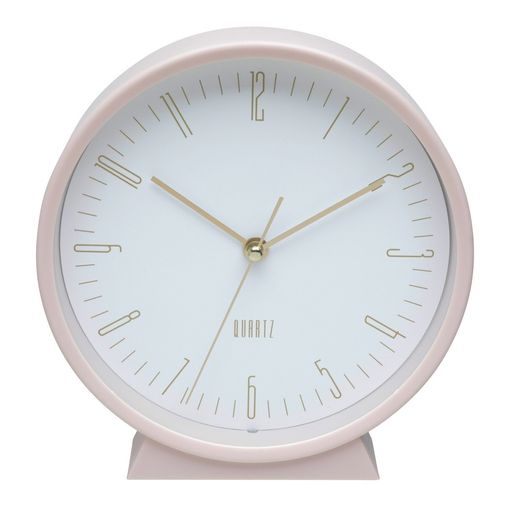 Relógio de Mesa Quartz 16cm Rosa e Branco Clean Style