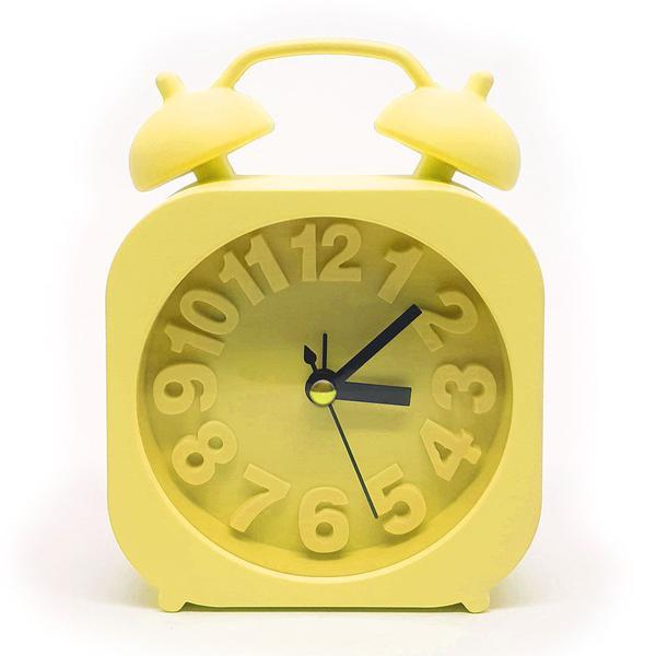 Relógio de Mesa Retro Moderno Quadrado - Amarelo - Yaay