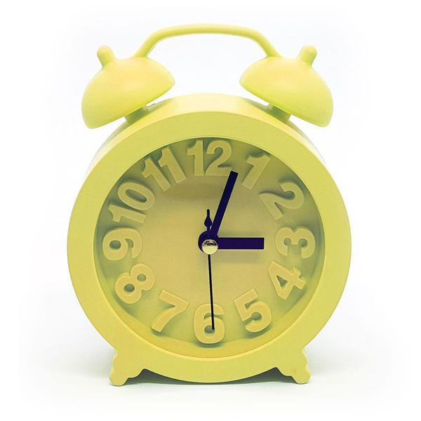 Relógio de Mesa Retrô Moderno Redondo Amarelo - Yaay