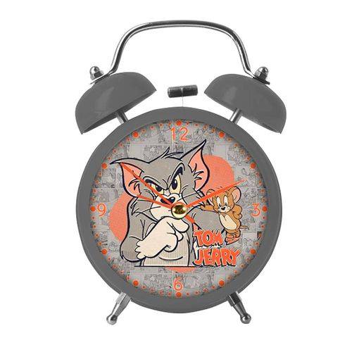 Relógio de Mesa Tom e Jerry Alumínio Cinza