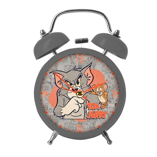 Relógio de Mesa Tom&Jerry Alumínio Cinza 12 X 18 Cm