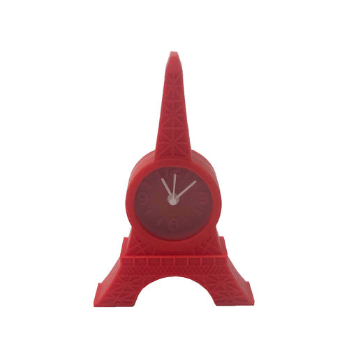 Relógio de Mesa Torre Eiffel Emborrachado Vermelho 12X8x2cm